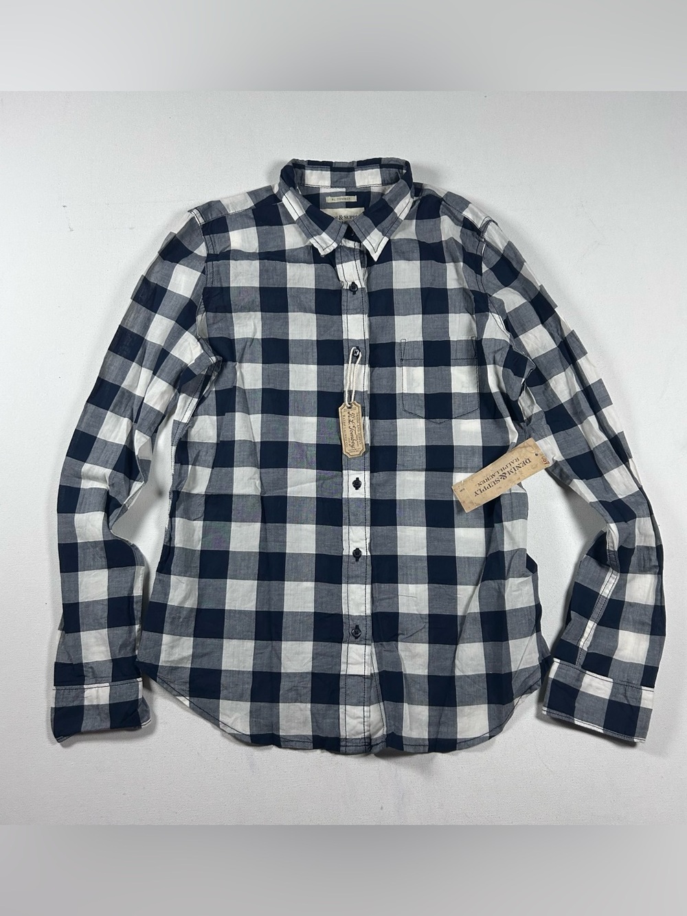 Denim & Supply Ralph Lauren Womens Shirt S RL Tomboy Plaid Button Black NWT $69